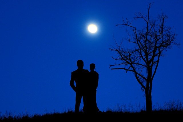 Couple Moon Silhouette Full Moon  - rauschenberger / Pixabay