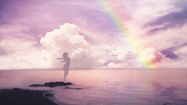 Girl Sea Woman Ocean Love Rainbow  - MARTYSEB / Pixabay